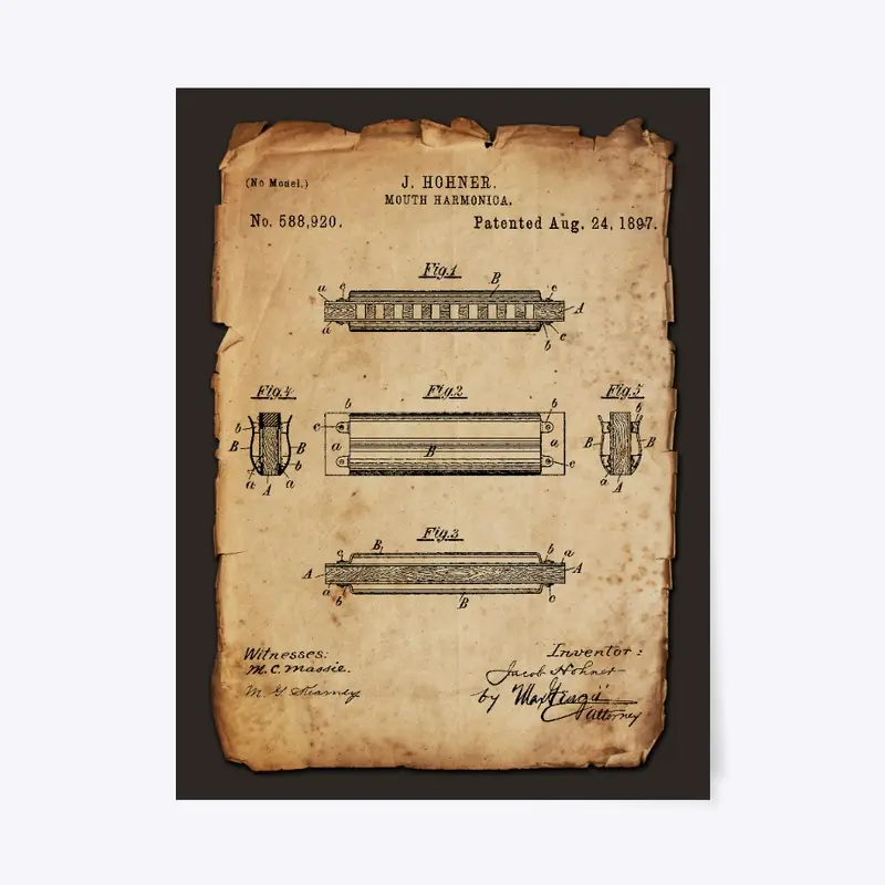 Mouth Harmonica Patent Poster